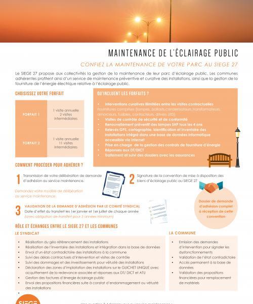 FICHE MAINTENANCE DE L'ÉCLAIRAGE PUBLIC